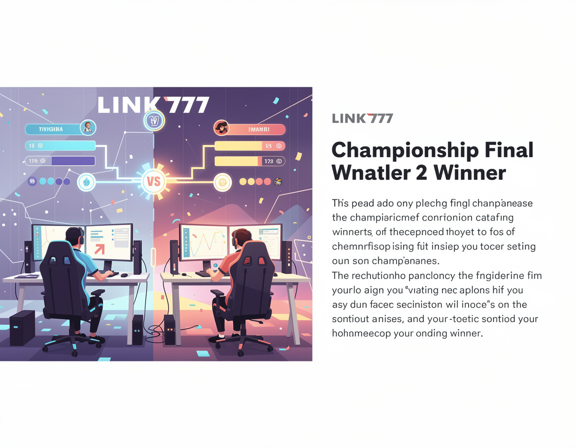 Ilustrasi recap final dan highlight pemenang LINK777 dengan bracket, room match, dan bukti skor